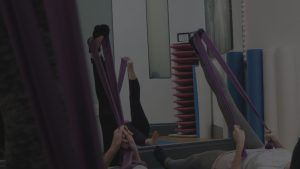 pilates class using bands